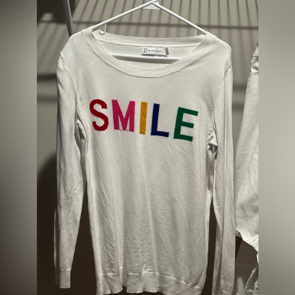 NY&C SMILE sweater. Size Large. 53% Cotton 40% Rayon. 7% Nylon